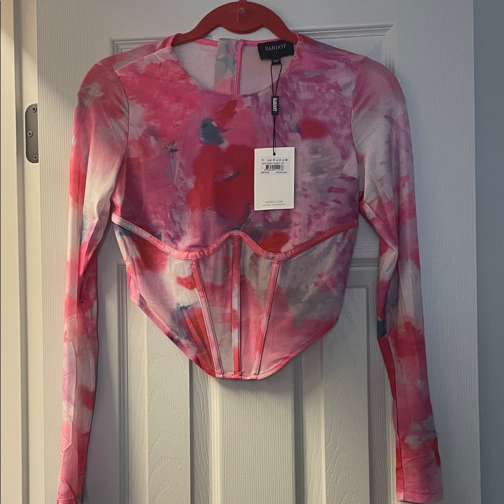 Bardot Multicolor Long Sleeve mesh corset top